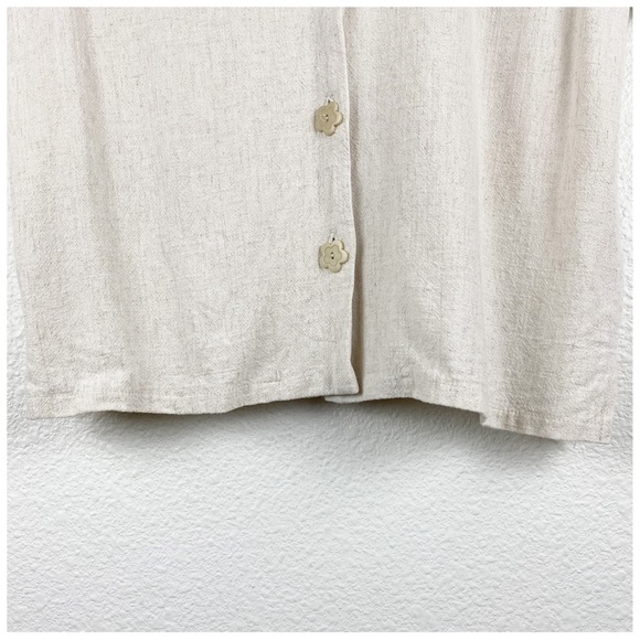 Lisa Says Gah Beige Short Sleeve Linen Blend Button Down Size XS - Picture 4 of 9